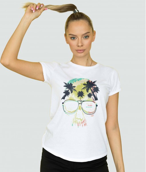 Дамска тениска с щампа Готика Say Yes skull - TShirtArtShop.com